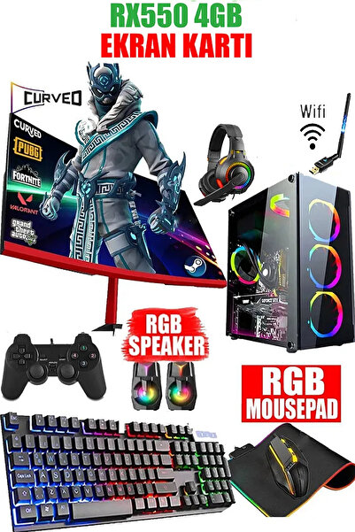 Dmc N11x (PUBG,GTA 5) I5 3470,16gb Ram,256gb Ssd 500gb Hdd,rx550,23'8 Curved Oyuncu Masaüstü Bilgisayarı