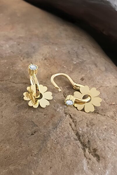 Silverplus Yonca Motifli Zirkon Taşlı Gümüş Göçmen Küpesi