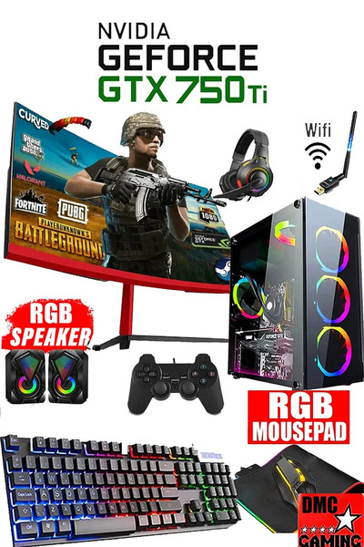 Dmc N19x (PUBG,GTA 5) I5 4570 16GB RAM 500GB HDD,256GB SSD,4GB GTX750Ti,24"oyuncu Masaüstü Bilgisayar
