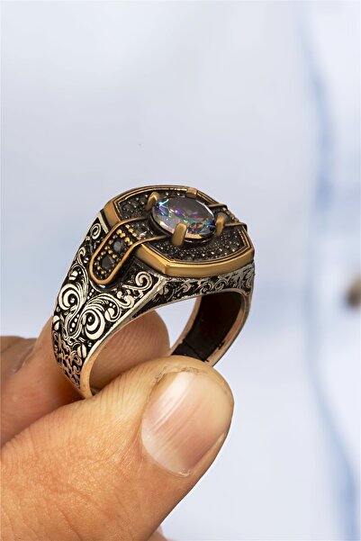 Silverplus Mistik Topaz Taşlı Otantik Gümüş Erkek Yüzük