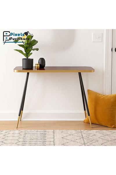 PixelsFurniture Pixel Furniture Console Table, Entryway with Wood Top and Metal Ends, Versatile