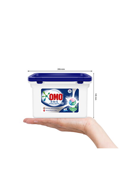 Omo 3in1 Pods Washing Liquid Capsules Eucalyptus Scent 15 Pcs Deep Clean, Stain Removal & Long-lasting