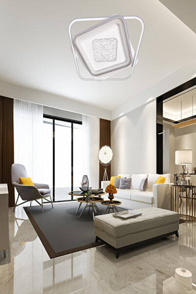 M Mediyamu Aydınlatma Beyaz Plafonyer Tavana Sıfır 3 Renkli Gece Modlu Kumandalı Modern Salon Mutfak Yatak Odası Avizesi