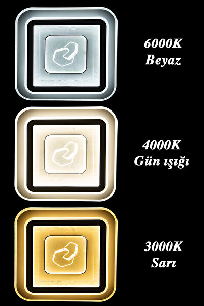 M Mediyamu Aydınlatma Beyaz Plafonyer Tavana Sıfır 3 Renkli Gece Modlu Kumandalı Modern Salon Mutfak Yatak Odası Avizesi