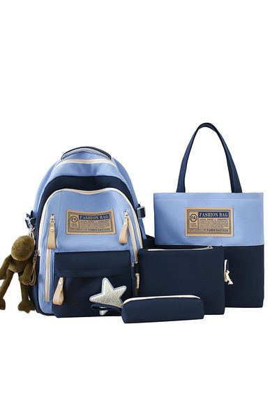 fun zone 4pcs Kids School Backpack Set Canvas Laptop School Bag Sets