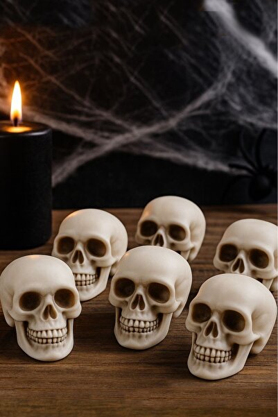 BeySüS Halloween Cadılar Bayramı Kuru Kafa 6 Lı Beyaz