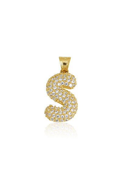 Altınkesesi 14 Ayar Altın Taşlı Harf Kolye Ucu (S)