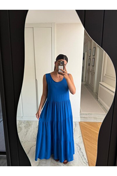 Bade Butik albastru cobalt Rochie casual cu mâneci zero