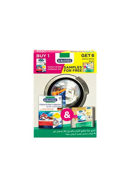 Dr.Beckmann Dr. Beckmann Colour & Dirt 24 pcs + Active White Sheets 6 pcs