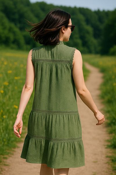 MODA Fisto Embroidered Lined Sleeveless Short Dress, Dress, Fisto Dress, Sleeveless Dress, Lined Dress