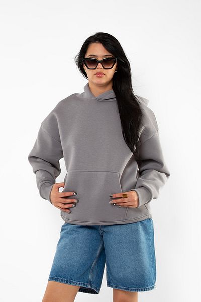 Bak Moda Basic Oversize Women's Gray Hoodie