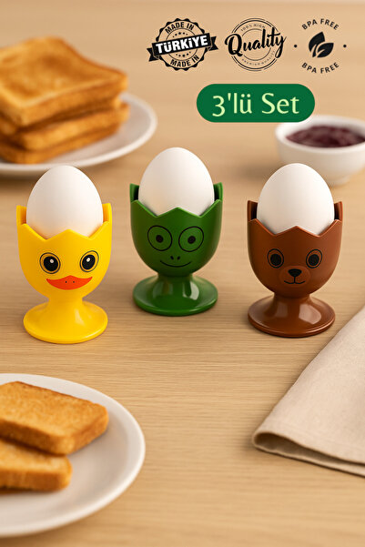 MUF HOME مجموعة من 3 بيضات على شكل حيوانات - تصميم تيدي بير على شكل ضفدع صغير...