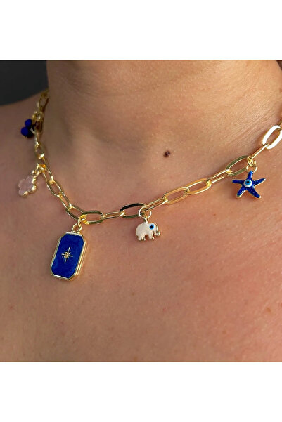 FOCUSSS AKSESUAR Focusbella Kadın Kutup Yıldız Mineli Charm Kolye