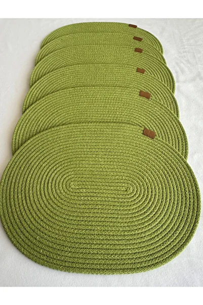HHKARTS Jute Placemat, Table Decor Supla Oval Pistachio Green 30X40 Set of 6