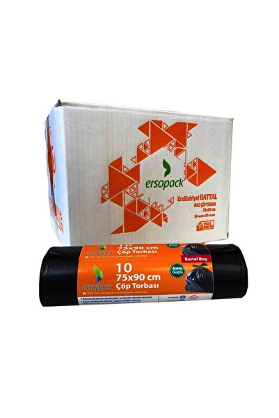 ERSOPACK Endüstriyel 75x90cm Çöp Torbası Battal Boy Çöp Poşeti 1 Koli 20 Rulo