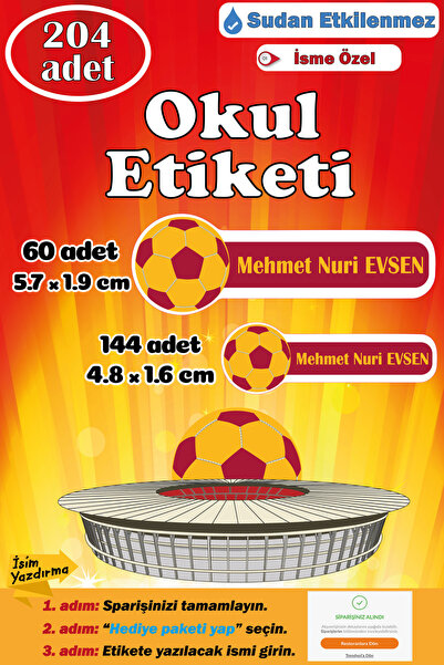 GSticker İsme Özel Okul Etiketi Kalem Defter Etiketi Sticker Kız Erkek Çocuk ...