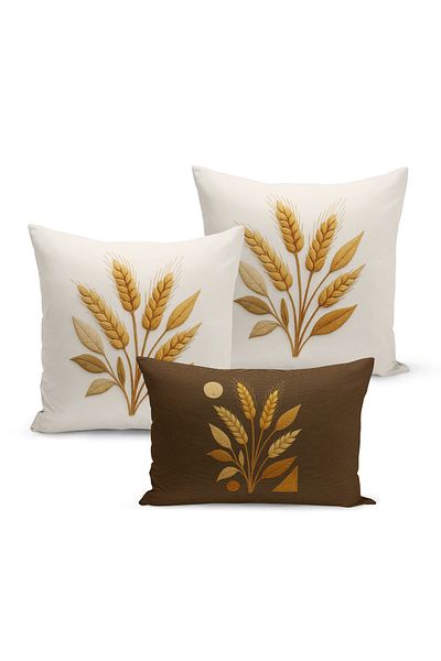 Bertille Home Set de 3 huse de pernă cu imprimare digitală pe două părți (aspect de broderie cu model de puncție)