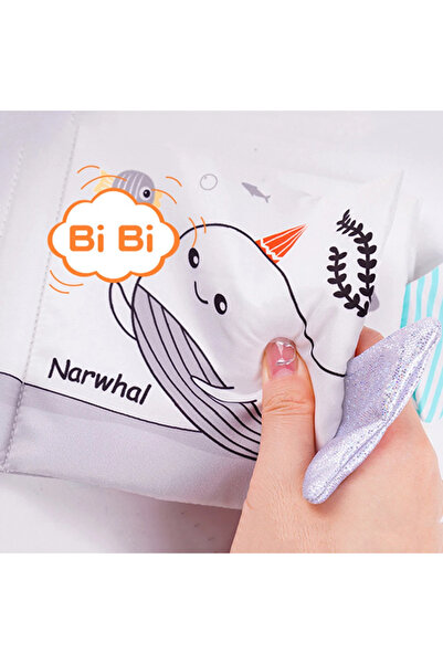 Jjovce Hışırtılı Bebek Kitabı 3D Montessori Yıkanabilir Bez Kitap Kaplan ve Arkadaşları Orman Hayvanları
