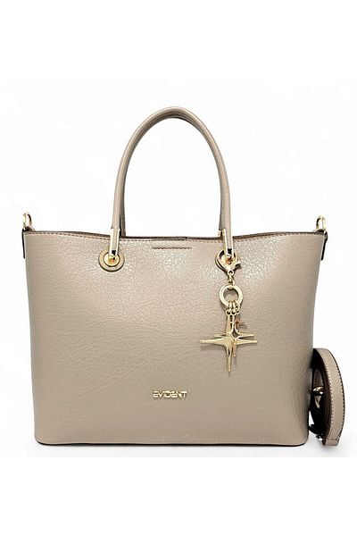 Evident Classic Women's Hand and Long Strap Shoulder Bag with Sand Beige Soft Textured Charm