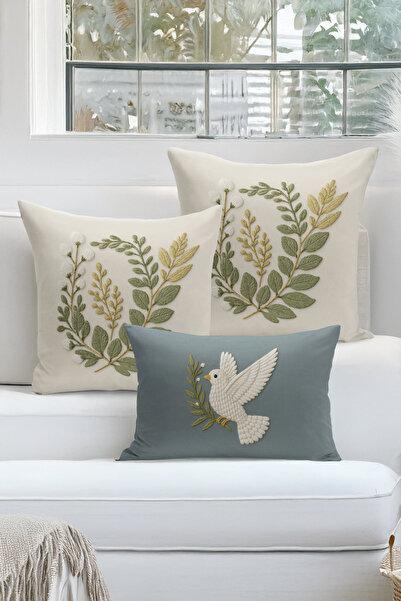 Bertille Home Set de 3 huse de pernă cu imprimare digitală pe două părți (asp...