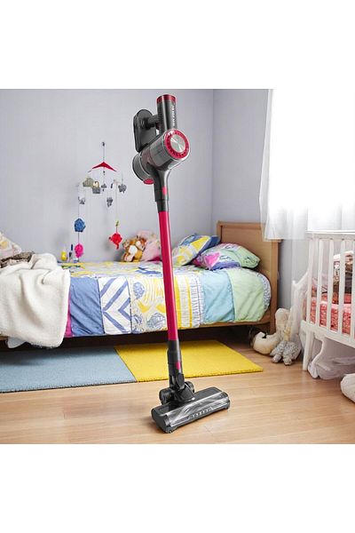 Hausberg Aspirator vertical fir Hausberg, 900W, capacitate 0.7L, filtru HEPA, raza de actiune 6m, gri/rosu