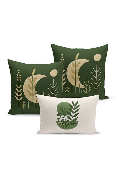 Bertille Home Set de 3 huse de pernă cu imprimare digitală pe două părți (aspect de broderie cu model de puncție)