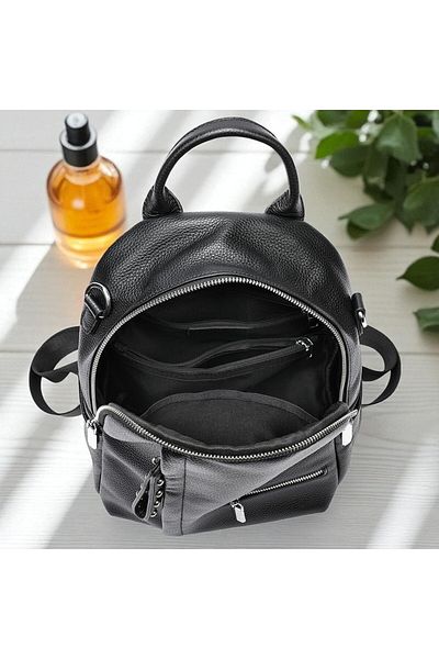 Lucmark Women's backpack, Lucmark, genuine leather, removable shoulder strap, Black