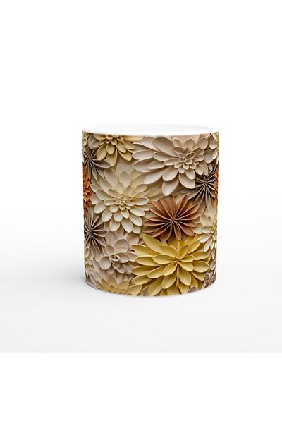 Luluyen Earth Tones Relief Floral Pattern Mug