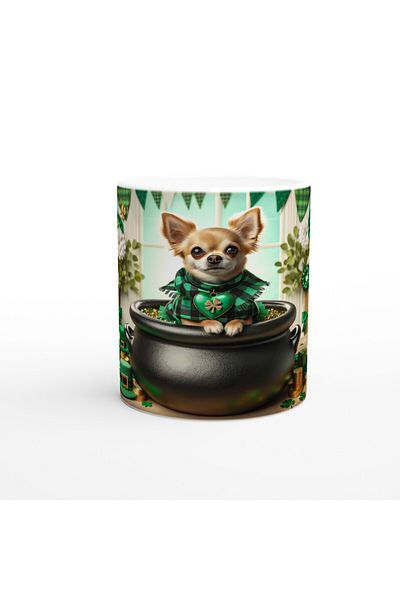 Luluyen Chihuahua Themed Printed Mug with Clover Pendant