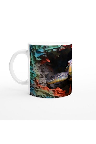 Luluyen Sea Turtle Amongst Abstract Color Waves Mug Cup