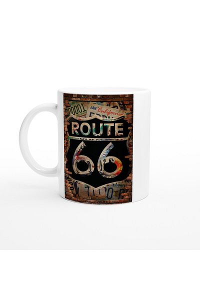 Luluyen Route 66 Printed Mug on Brick Wall