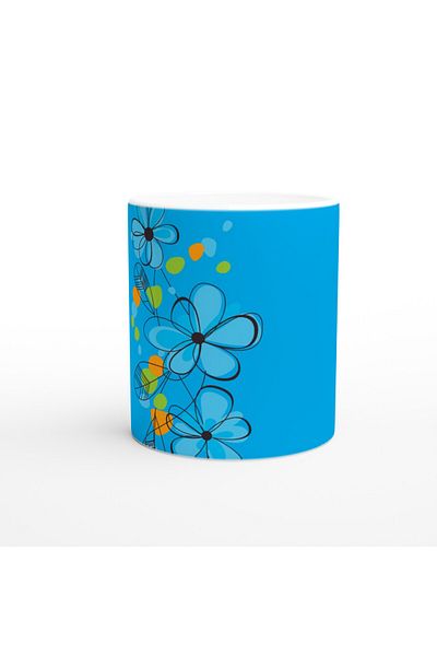Luluyen Turquoise Line Floral Mug