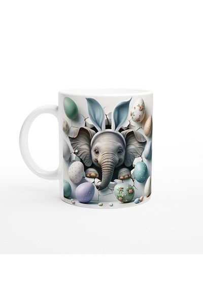 Luluyen Rabbit Ear Elephant and Easter Eggs Themed Printed Mug