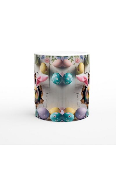 Luluyen Rabbit Eared Parrot and Easter Eggs Themed Printed Mug