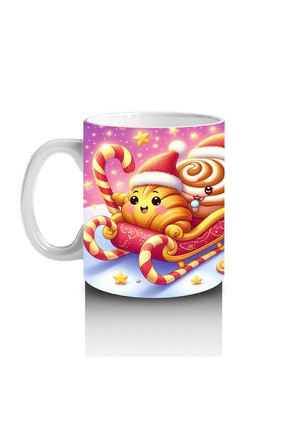 Luluyen Sweet Cats and Cookies Pattern Mug with Christmas Hat That Makes Children Love Milk