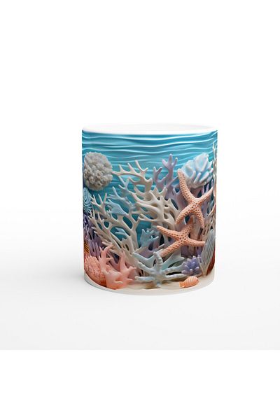 Luluyen Colorful Coral and Starfish Themed Mug