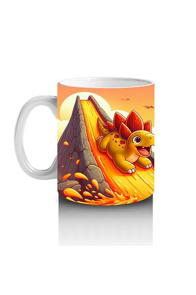 Luluyen Dinosaur Patterned Mug Cup That Makes Children Love Milk and Skiing on Lava Slides
