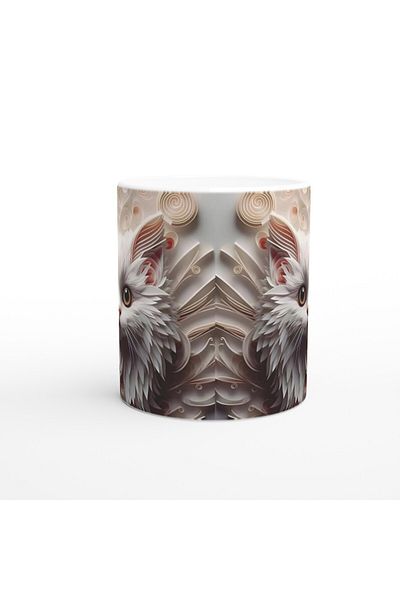 Luluyen Elegant White Cat Printed Mug
