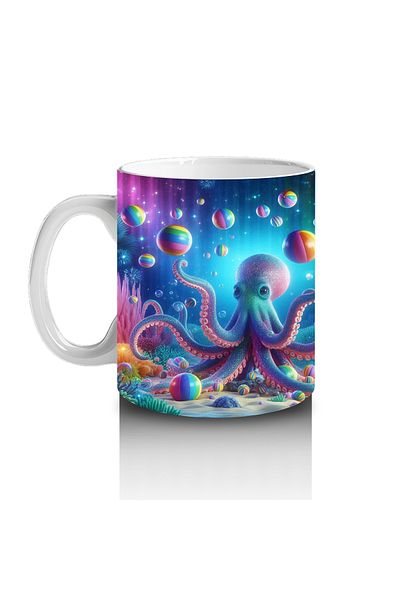 Luluyen Sparkling Octopus Carnival Mug Cup That Makes Children Love Milk