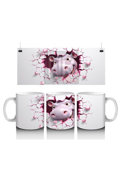 Luluyen Cute Hippo Mug with Broken Heart Inside That Makes Children Love Milk
