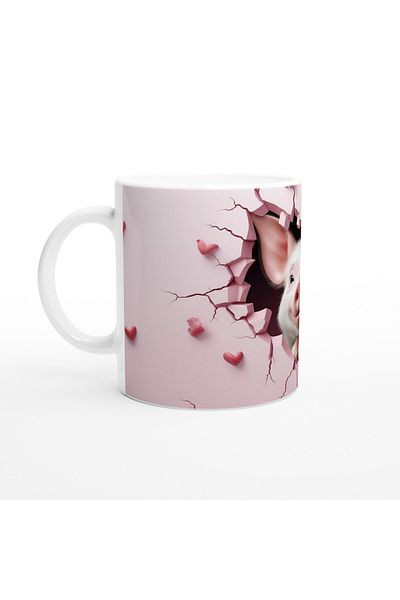 Luluyen Cute Pig Themed Printed Mug Cup Looking from the Crack