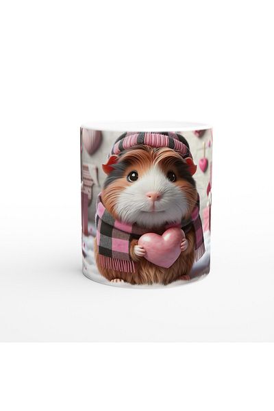 Luluyen Guinea Pig Themed Printed Mug with Heart Hat