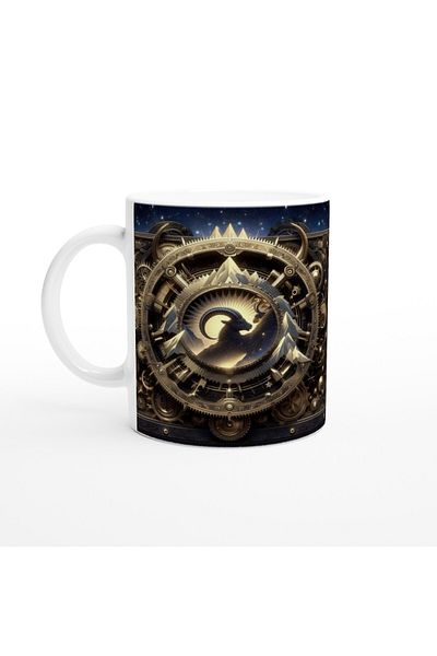 Luluyen Capricorn Printed Coffee Cup - Wheels of Time Astrology Mechanism Vs2