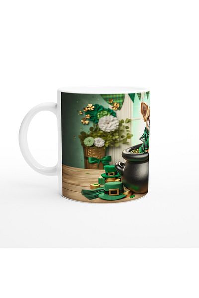 Luluyen Chihuahua Themed Printed Mug with Clover Pendant