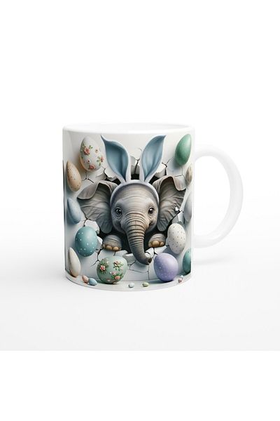 Luluyen Rabbit Ear Elephant and Easter Eggs Themed Printed Mug
