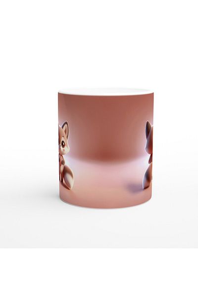 Luluyen Cute Fox Themed Printed Mug Cup Holding a Heart