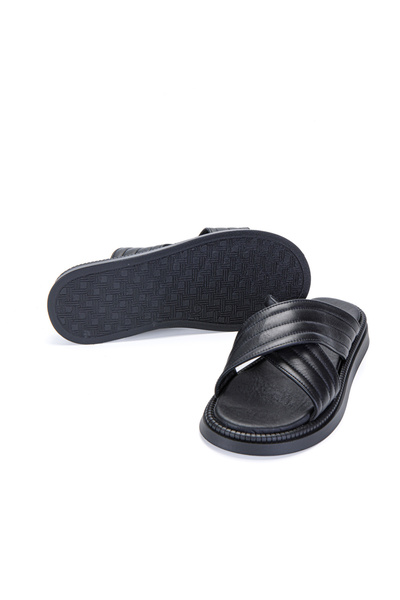 Vantaggio Trevo Siyah %100 Hakiki Deri Erkek Terlik