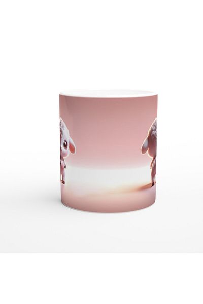 Luluyen Cute Lamb Themed Printed Mug Cup Holding a Heart