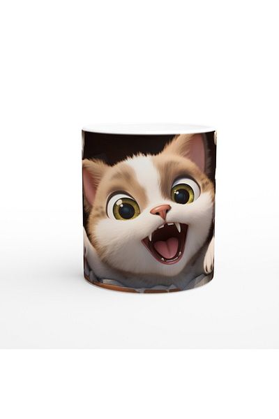 Luluyen Brick Wall Scarred Gamer Cat Themed Printed Mug Cup