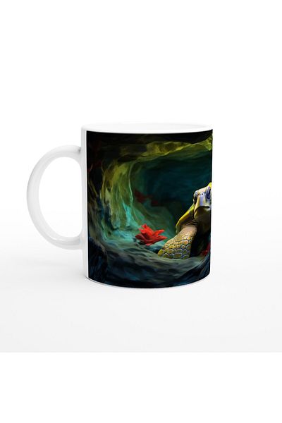 Luluyen Sea Turtle Resting in a Mossy Cave Mug